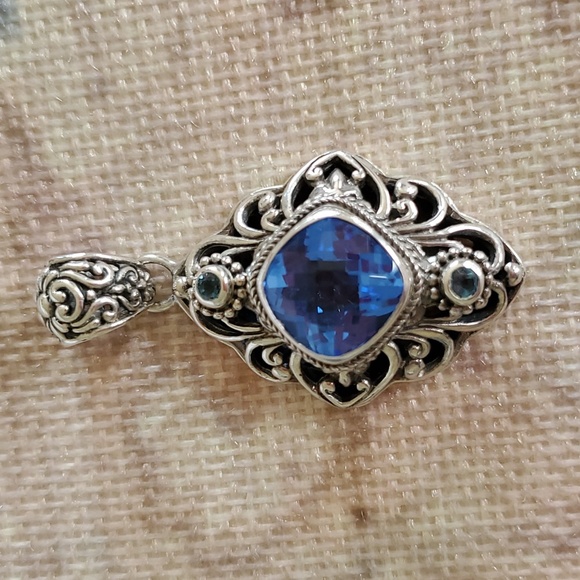 Sarda Artisan Gem Collection of Bali Tanzinite & Sterling Silver Pendant - Picture 1 of 16